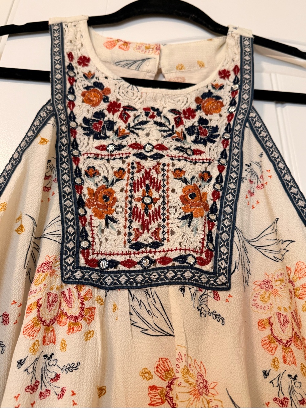 Altar’d State Embroidered Boho Tank Top Floral Beaded Festival Sleeveless Blouse - Picture 2 of 3